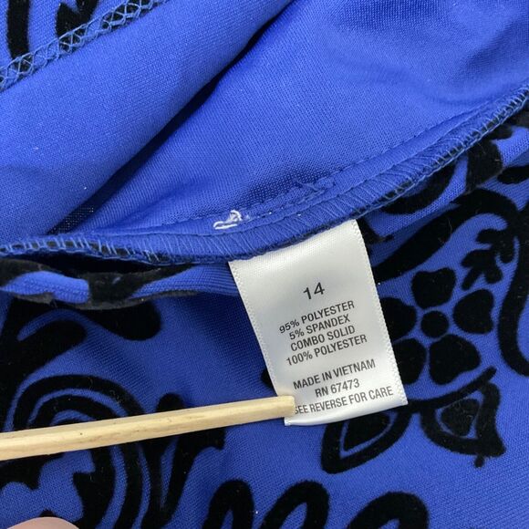 Roz & Ali  Cocktail Party Dress Velvet burnout Fit n Flare women’s plus size 14 - Picture 5 of 8